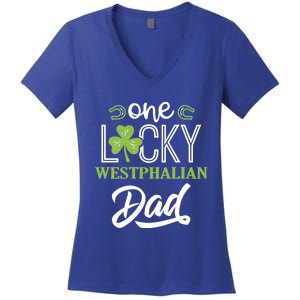 One Lucky Westphalian Horse Dad Irish Horseback Riding Gift Women's V-Neck T-Shirt