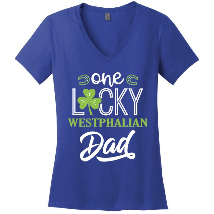 One Lucky Westphalian Horse Dad Irish Horseback Riding Gift Women's V-Neck T-Shirt