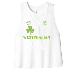 One Lucky Westphalian Horse Dad Irish Horseback Riding Gift Women's Racerback Cropped Tank