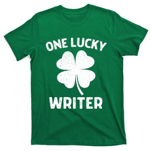 One Lucky Writer St Patricks Day Green Shamrock Leaf T-Shirt