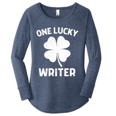 One Lucky Writer St Patricks Day Green Shamrock Leaf Women's Perfect Tri Tunic Long Sleeve Shirt