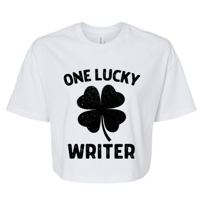 One Lucky Writer St Patricks Day Green Shamrock Leaf Bella+Canvas Jersey Crop Tee