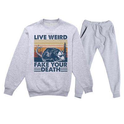 Opossum Live Weird Fake Your Death Vintage Premium Crewneck Sweatsuit Set