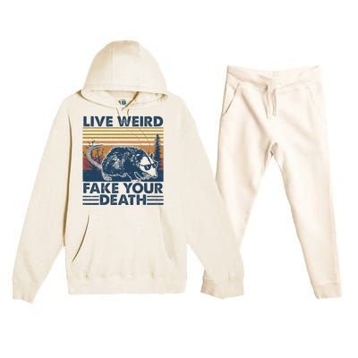 Opossum Live Weird Fake Your Death Vintage Premium Hooded Sweatsuit Set