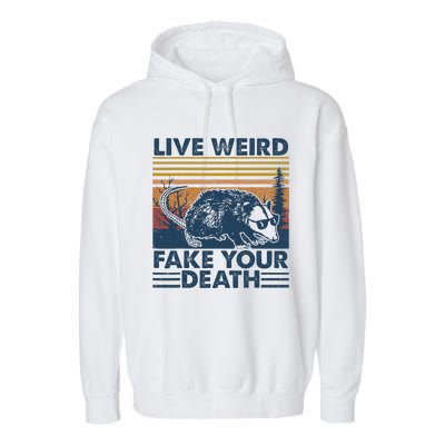 Opossum Live Weird Fake Your Death Vintage Garment-Dyed Fleece Hoodie