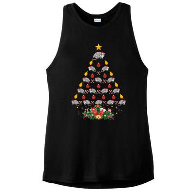 Opossum Lover Xmas Gift Matching Opossum Christmas Tree Ladies PosiCharge Tri-Blend Wicking Tank