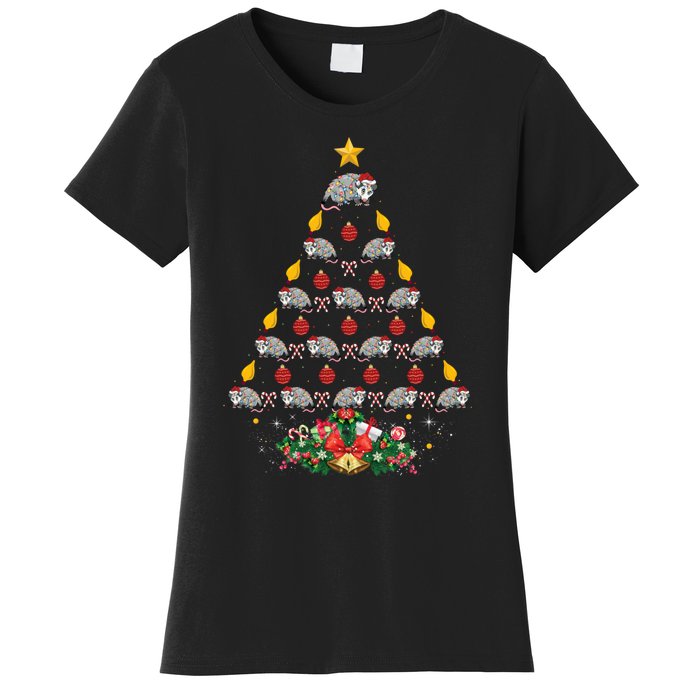 Opossum Lover Xmas Gift Matching Opossum Christmas Tree Women's T-Shirt