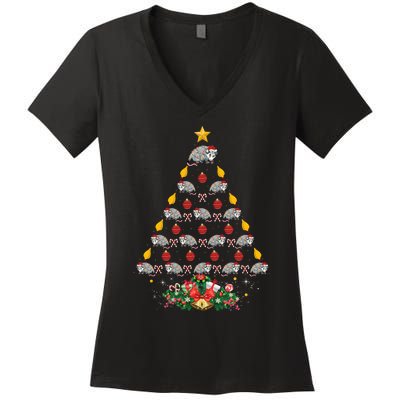 Opossum Lover Xmas Gift Matching Opossum Christmas Tree Women's V-Neck T-Shirt