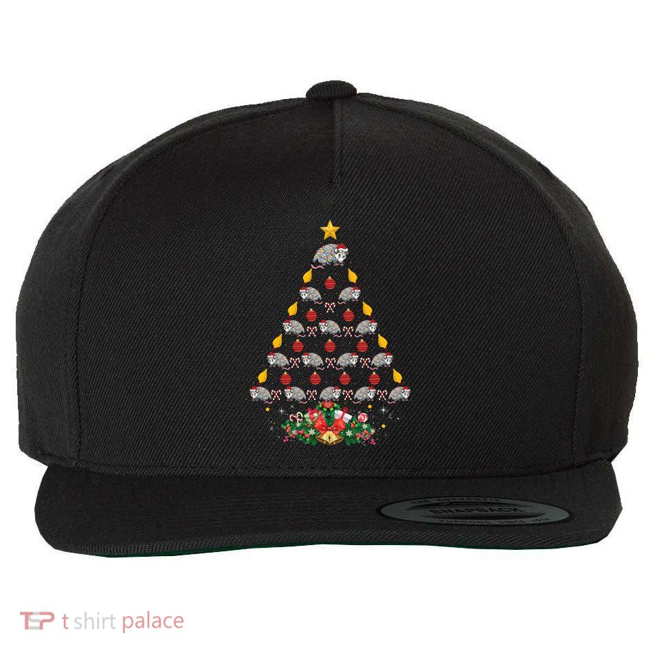Opossum Lover Xmas Gift Matching Opossum Christmas Tree Wool Snapback Cap