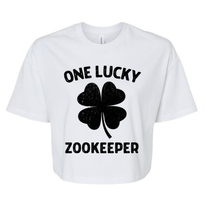 One Lucky Zookeeper St Patricks Day Green Shamrock Leaf Bella+Canvas Jersey Crop Tee