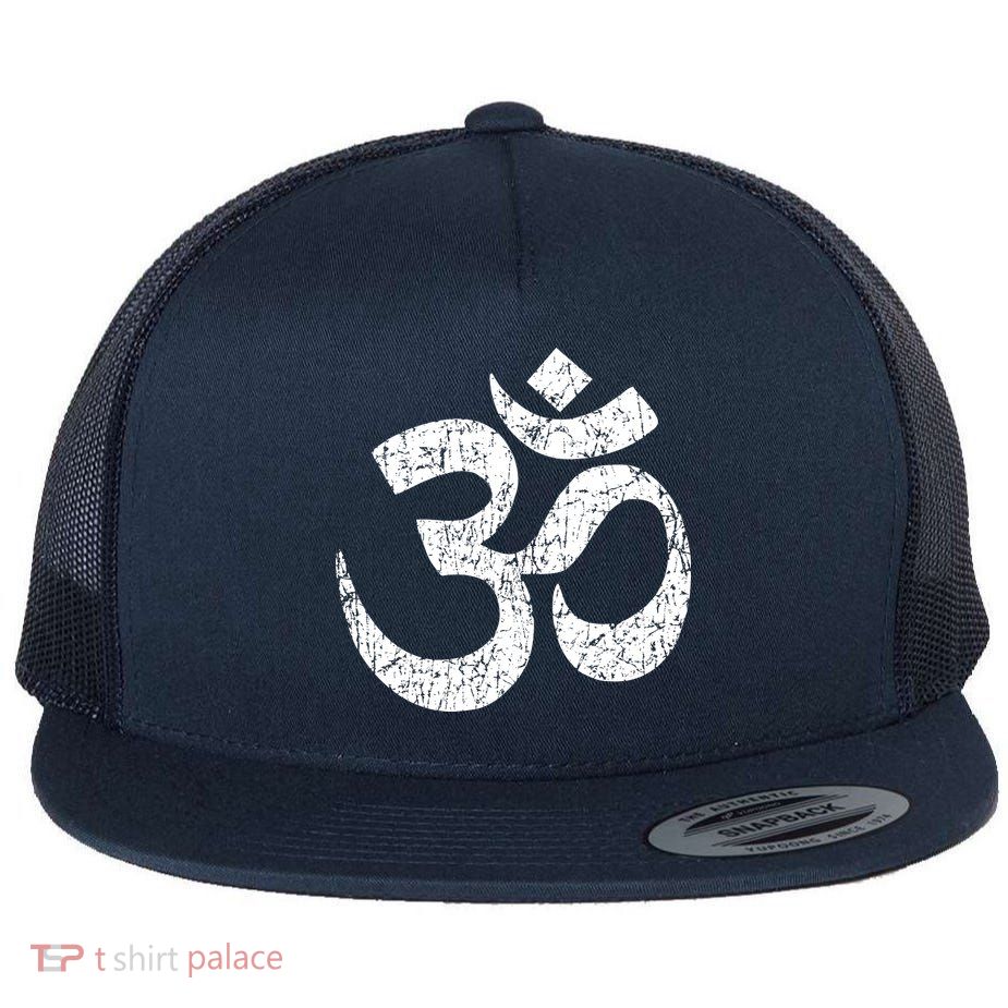 OM AUM Buddhist Zen YOGA Hindu India Flat Bill Trucker Hat