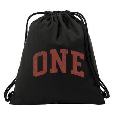 One Minimalist 1st Birthday Design 1-Year-Old Drawstring Bag
