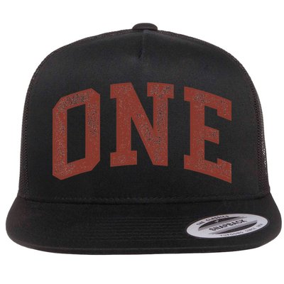One Minimalist 1st Birthday Design 1-Year-Old Flat Bill Trucker Hat