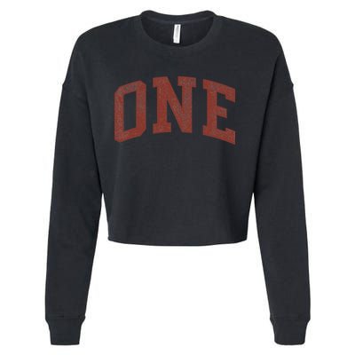 One Minimalist 1st Birthday Design 1-Year-Old Cropped Pullover Crew