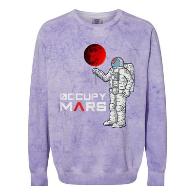 Occupy Mars Astronaut Funny Gift Colorblast Crewneck Sweatshirt