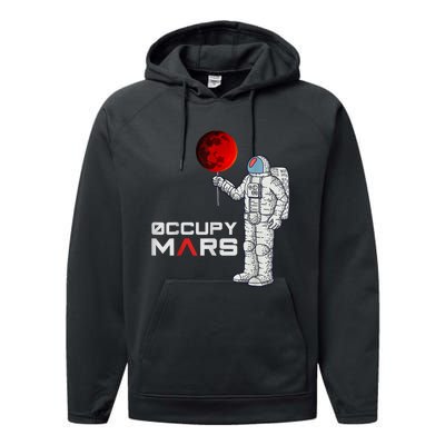 Occupy Mars Astronaut Funny Gift Performance Fleece Hoodie