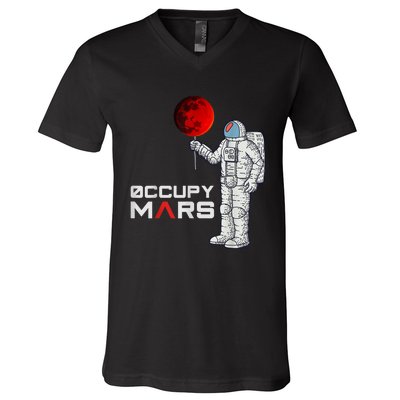 Occupy Mars Astronaut Funny Gift V-Neck T-Shirt