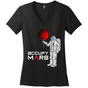 Occupy Mars Astronaut Funny Gift Women's V-Neck T-Shirt