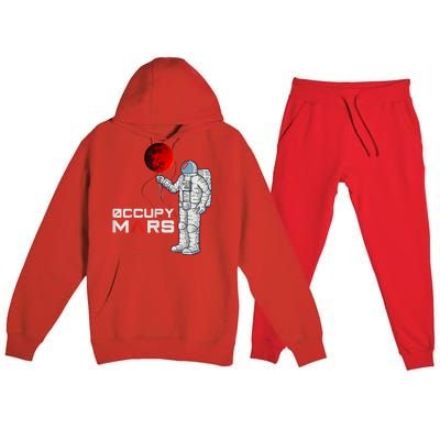 Occupy Mars Astronaut Funny Gift Premium Hooded Sweatsuit Set