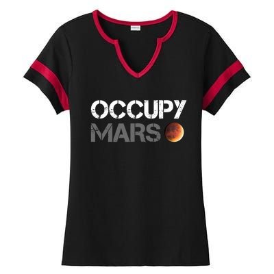 Occupy Mars Astronomy Space Explorer Rocket Science Ladies Halftime Notch Neck Tee