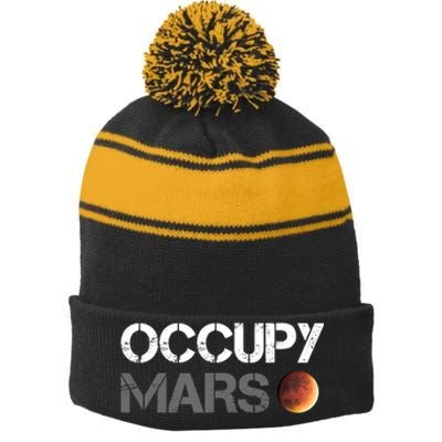 Occupy Mars Astronomy Space Explorer Rocket Science Stripe Pom Pom Beanie