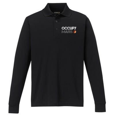 Occupy Mars Astronomy Space Explorer Rocket Science Performance Long Sleeve Polo