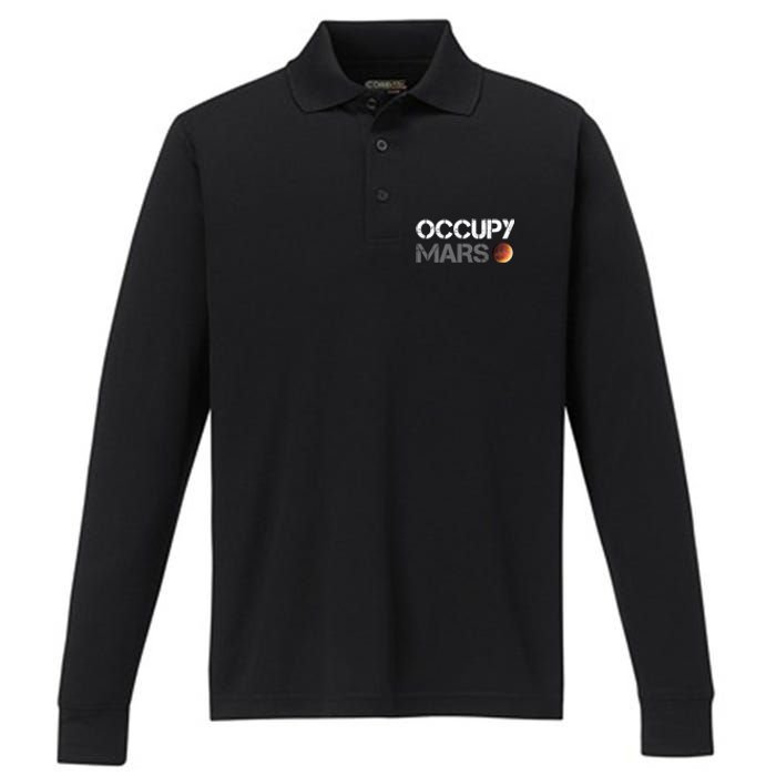 Occupy Mars Astronomy Space Explorer Rocket Science Performance Long Sleeve Polo