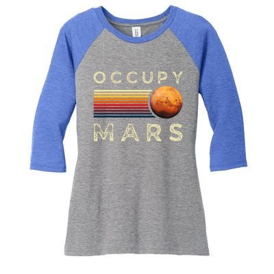 Occupy Mars Astronomy Space Explorer Women's Tri-Blend 3/4-Sleeve Raglan Shirt