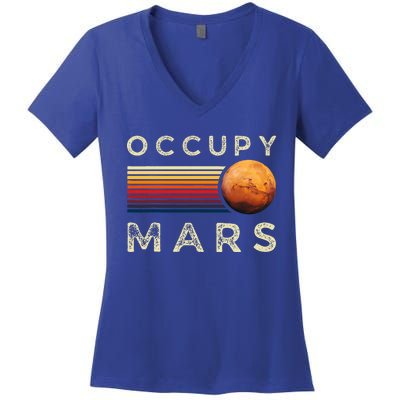 Occupy Mars Astronomy Space Explorer Women's V-Neck T-Shirt