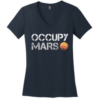 Occupy Mars Astronomy Space Explorer Women's V-Neck T-Shirt