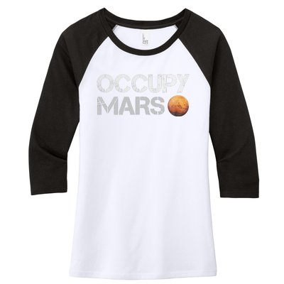 Occupy Mars Astronomy Space Explorer Women's Tri-Blend 3/4-Sleeve Raglan Shirt