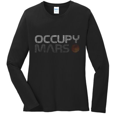 Occupy Mars Astronomy Space Explorer Ladies Long Sleeve Shirt