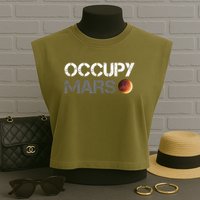 Occupy Mars Astronomy Space Explorer Rocket Science Garment-Dyed Women's Muscle Tee