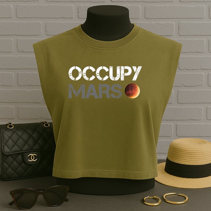 Occupy Mars Astronomy Space Explorer Rocket Science Garment-Dyed Women's Muscle Tee