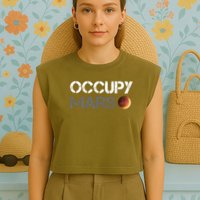 Occupy Mars Astronomy Space Explorer Rocket Science Garment-Dyed Women's Muscle Tee