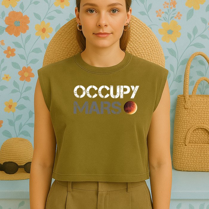Occupy Mars Astronomy Space Explorer Rocket Science Garment-Dyed Women's Muscle Tee