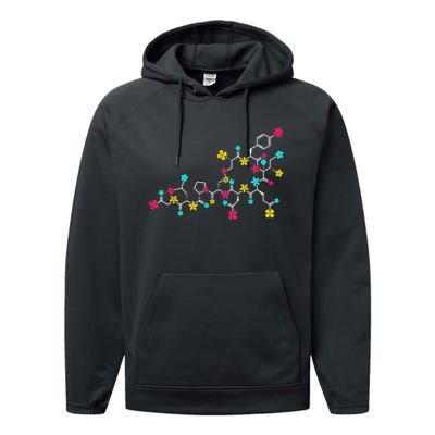 Oxytocin Molecule And Flowers Love Hormone Chemistry Design Performance Fleece Hoodie