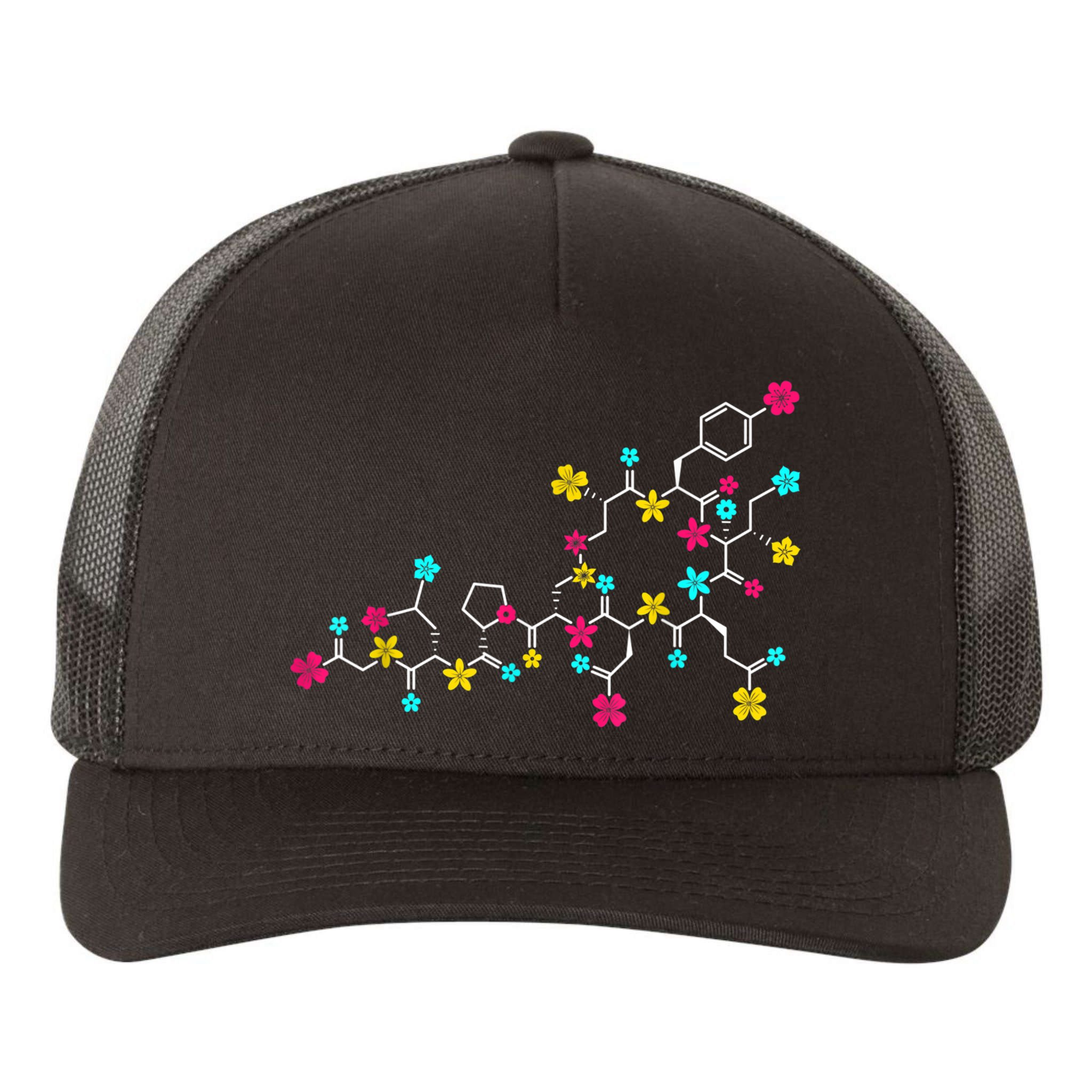 Oxytocin Molecule And Flowers Love Hormone Chemistry Design Yupoong Adult 5-Panel Trucker Hat
