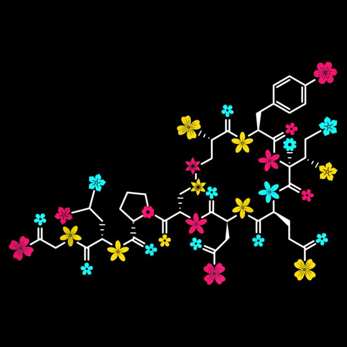 Oxytocin Molecule And Flowers Love Hormone Chemistry Design Cooling Performance Crew T-Shirt