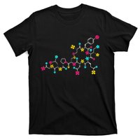 Oxytocin Molecule And Flowers Love Hormone Chemistry Design T-Shirt