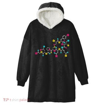 Oxytocin Molecule And Flowers Love Hormone Chemistry Design Hooded Wearable Blanket