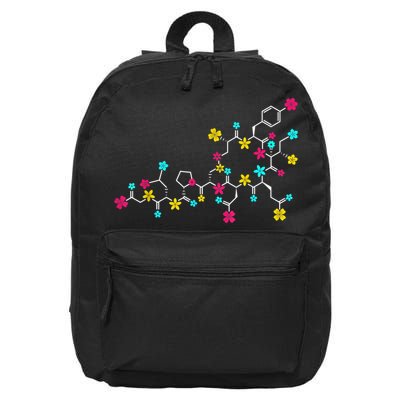 Oxytocin Molecule And Flowers Love Hormone Chemistry Design 16 in Basic Backpack