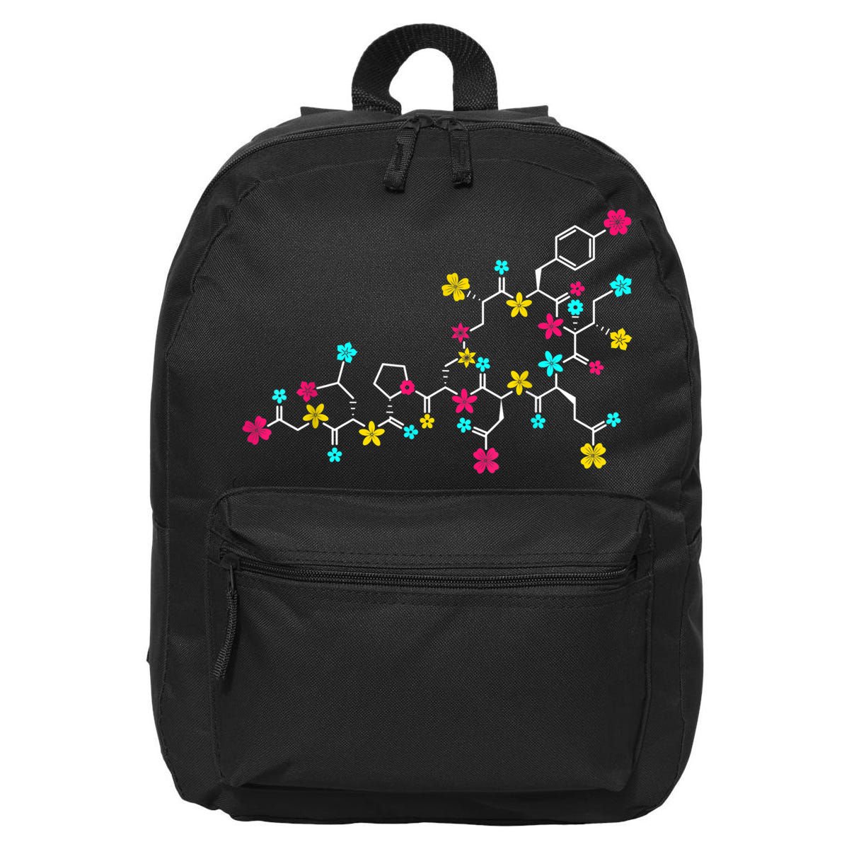 Oxytocin Molecule And Flowers Love Hormone Chemistry Design 16 in Basic Backpack
