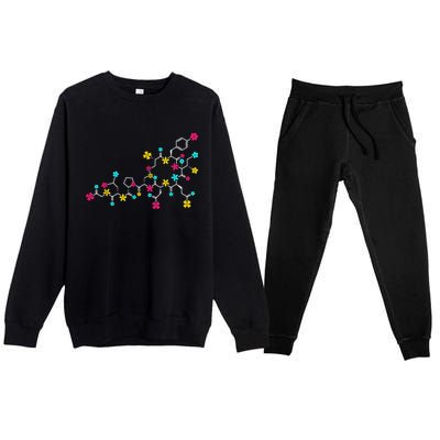 Oxytocin Molecule And Flowers Love Hormone Chemistry Design Premium Crewneck Sweatsuit Set