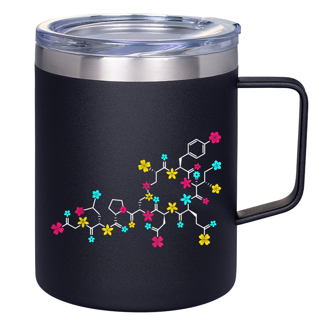 Oxytocin Molecule And Flowers Love Hormone Chemistry Design 12oz Stainless Steel Coffee Mug