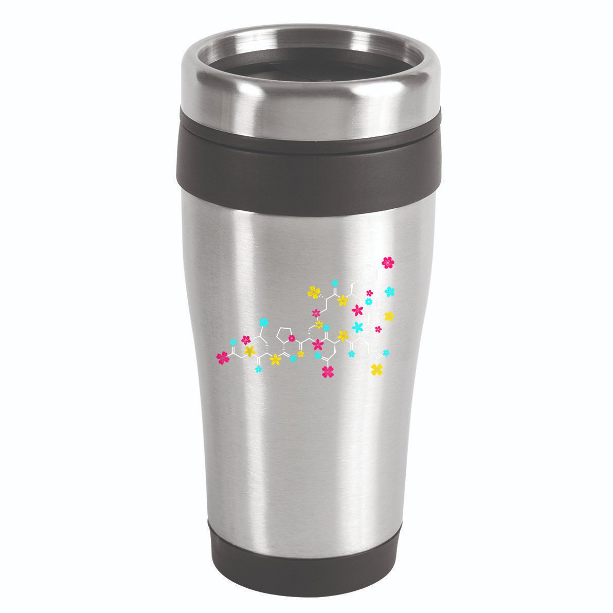 Oxytocin Molecule And Flowers Love Hormone Chemistry Design 16oz Travel Tumbler