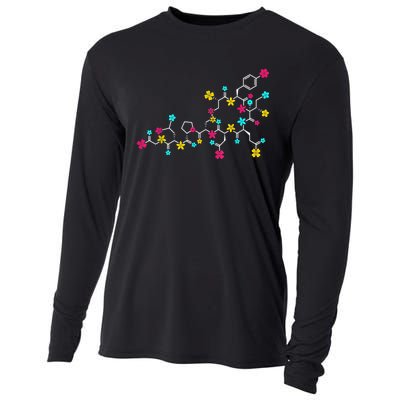 Oxytocin Molecule And Flowers Love Hormone Chemistry Design Cooling Performance Long Sleeve Crew