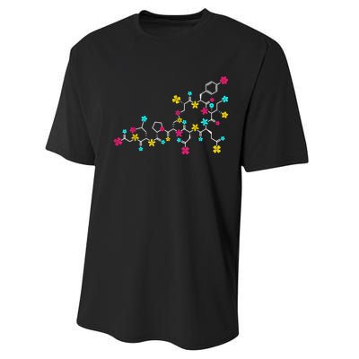 Oxytocin Molecule And Flowers Love Hormone Chemistry Design Performance Sprint T-Shirt