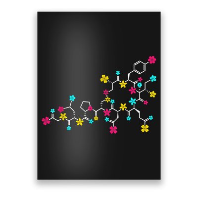 Oxytocin Molecule And Flowers Love Hormone Chemistry Design Poster