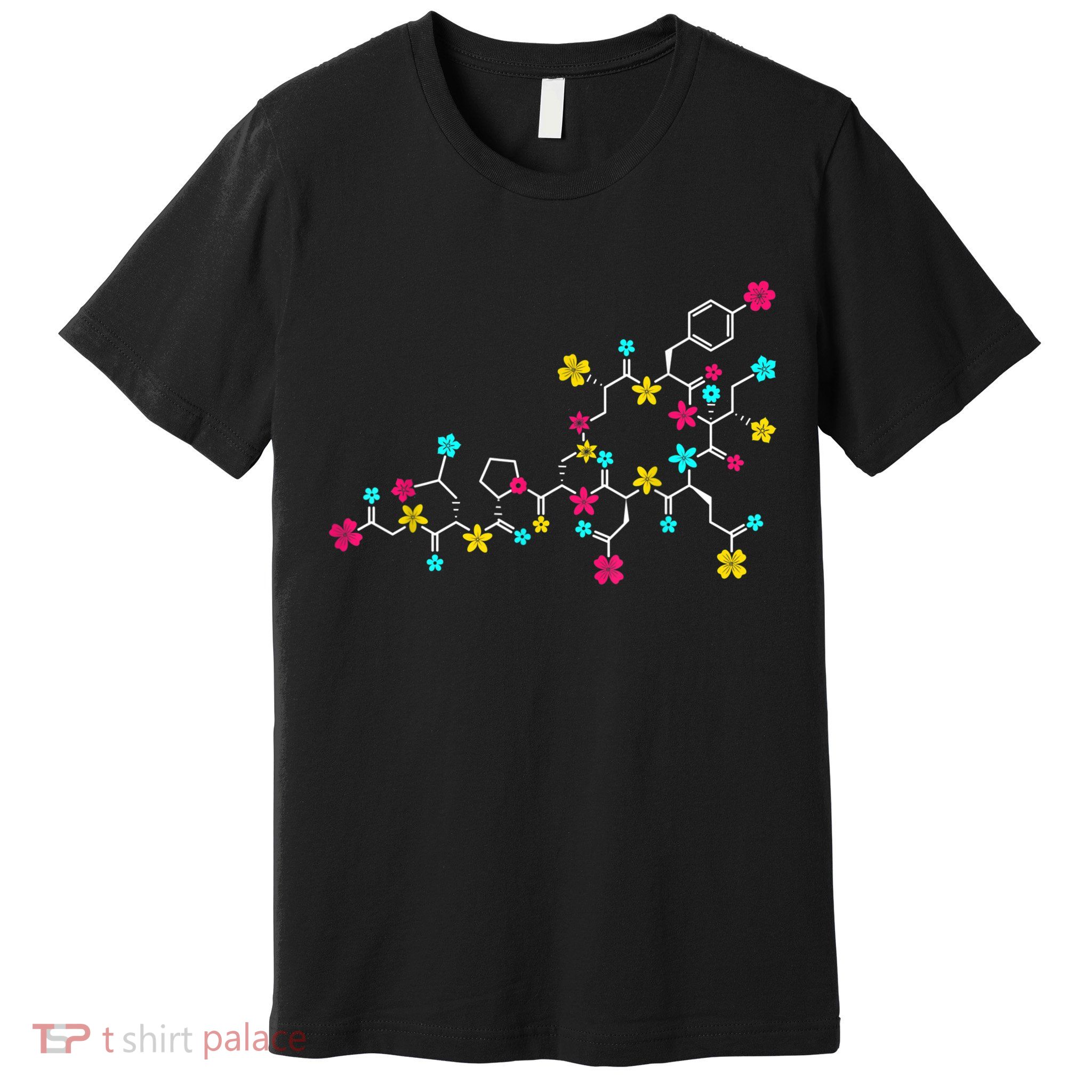 Oxytocin Molecule And Flowers Love Hormone Chemistry Design Premium T-Shirt